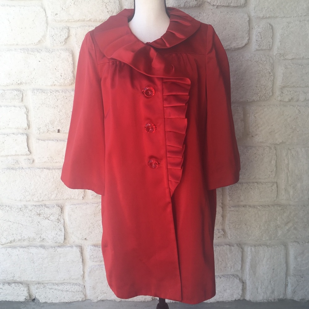 Flores & Flores Red Ruffle Jacket / Size Medium - image 1